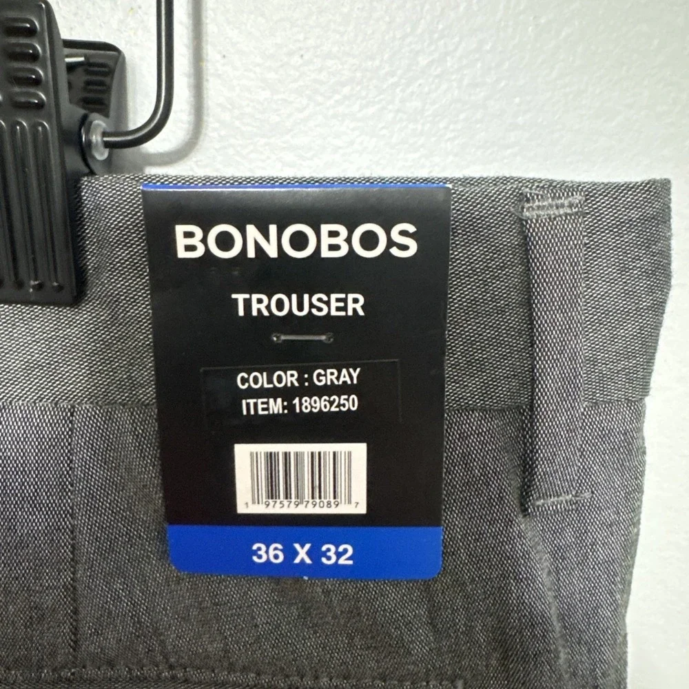 Bonobos Pants Mens 36x32 Gray Flat Front Trousers